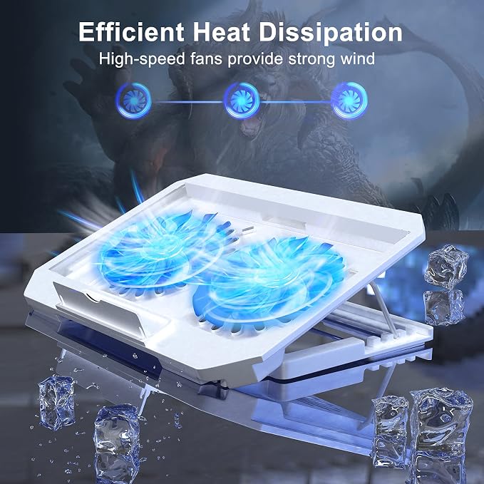 LIENS Laptop Cooling Pad with Adjustable Height Two 5.1 Inches Fan 2 USB Ports - Image 2