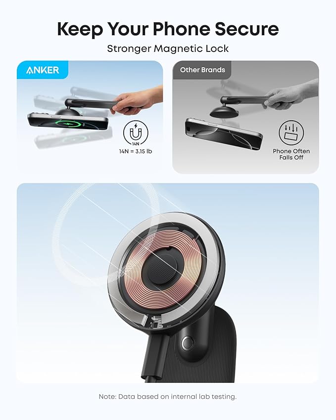 Anker Nano Magnetic Wireless Car Charger, 360° Adjustable Mount Car Charger - Image 5
