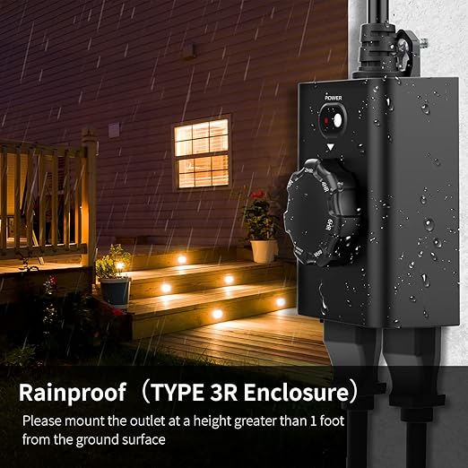 Minoston Outdoor Timer for Lights 2 Pack, Dusk Dawn Outdoor Timer Outlet 2 - Image 5