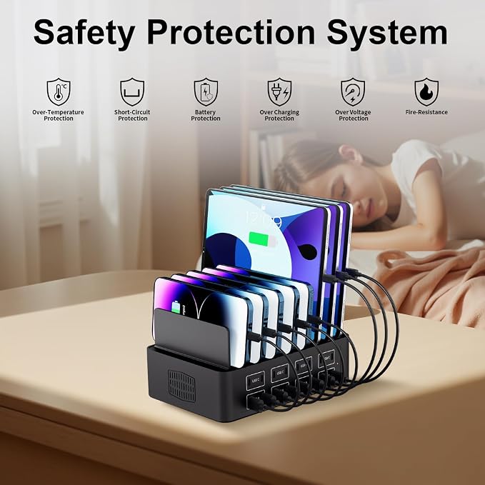 150W/35A Charging Station for Multiple Devices, 16 Port USB C Fast Charging - Image 5