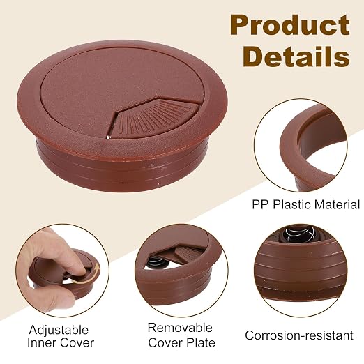 uxcell 8 Pcs 53mm Desk Grommet, Plastic Cable Hole Cover, Wire Cord Cable - Image 3