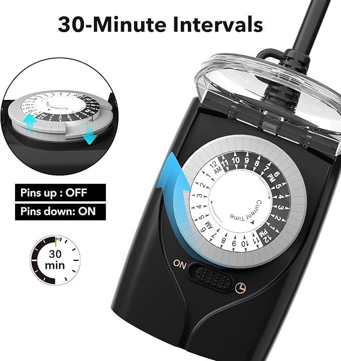 HBN Outdoor Timer Outlet Waterproof, 24 Hour Mechanical Light Timers - Image 3