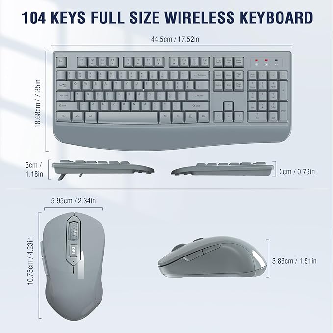 Wireless Keyboard and Mouse Combo, EDJO 2.4G Full-Sized Ergonomic Computer - Image 6