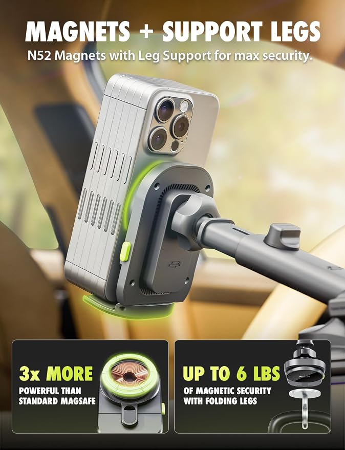 Bracketron MagAlign Extend 15W Magsafe Car Mount Charger, Magnetic Car Phone - Image 7