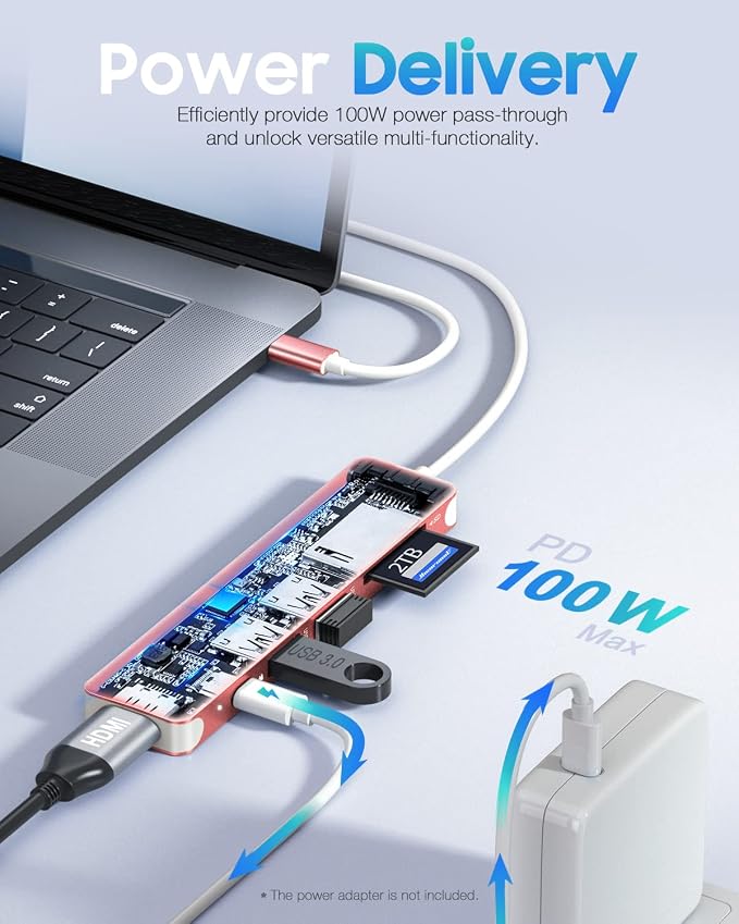 Hiearcool USB C Hub, USB-C Dongle, 7IN1 USBC to HDMI Multple Adapter Compatible - Image 3