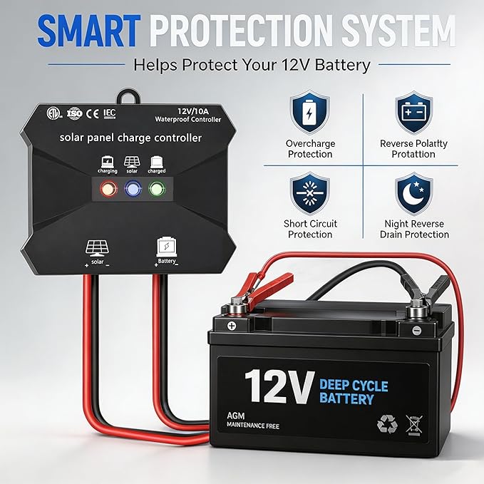 Voltset 50W Solar Panel Kit - 12V Solar Battery Charger Maintainer - IP67 - Image 5