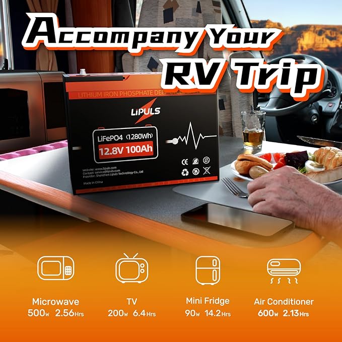 12.8V 100Ah LiFePO4 Battery, Group 24 Size • Built-in 100A BMS, Max.1280Wh - Image 6