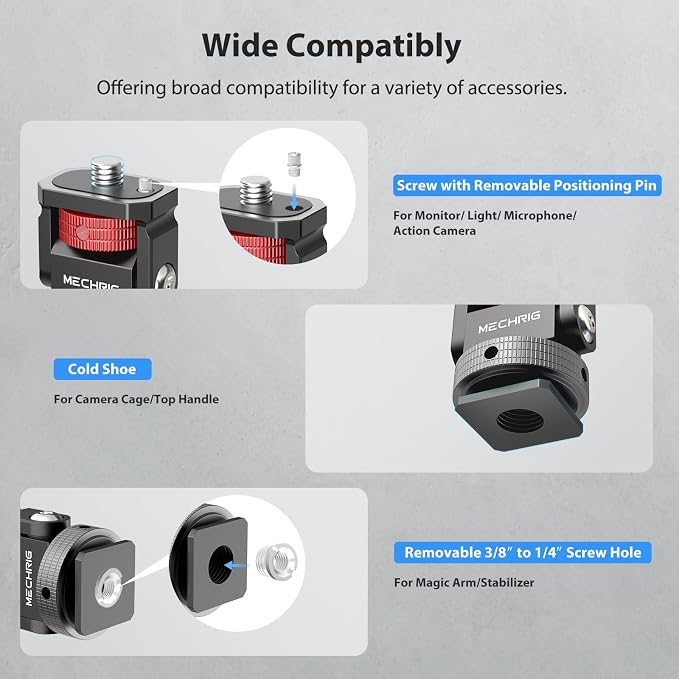 Mini Camera Monitor Mount with Cold Shoe, Aluminum Cold Shoe Mount Adapter with - Image 4