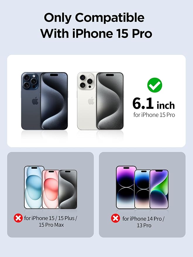 Compatible for iPhone 15 Pro Privacy Screen Protector Tempered Glass 6.1 Inch - Image 2