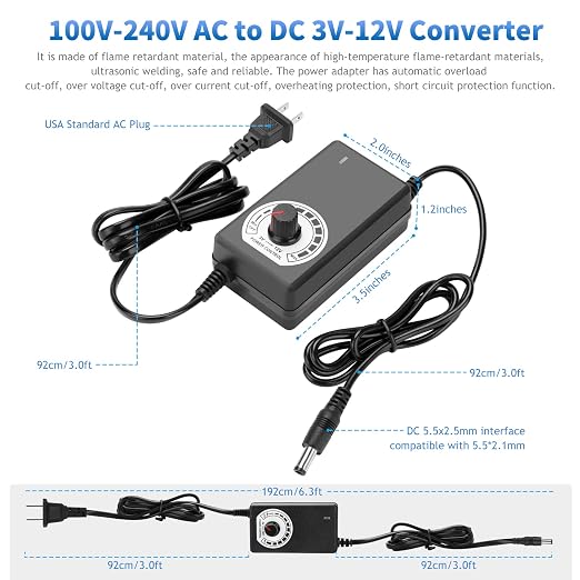 3X 120mm Computer Fan with AC Plug, AC 110V 120V 220V 240V Cabinet Cooling Fan - Image 4
