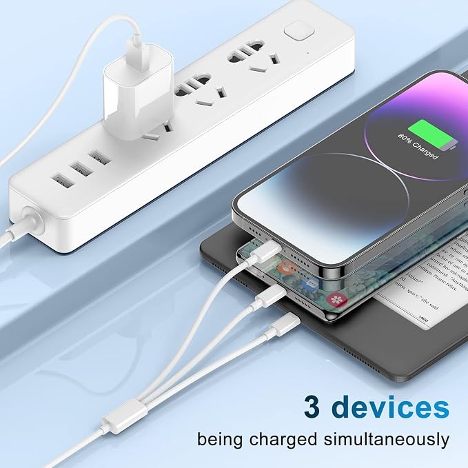 Multi Charger Cable 6Ft 2Pack, 3 in 1 Charging Cord, Universal Phone Charger - Image 3