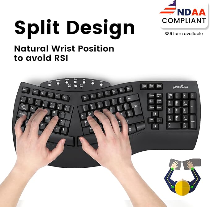 Perixx Periboard-612B Wireless Ergonomic Split Keyboard - Image 2