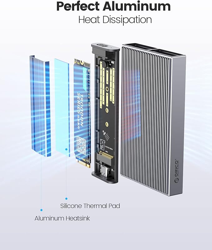 ORICO Dual M.2 NVMe SSD Enclosure, USB C to M2 Adapter - Image 4