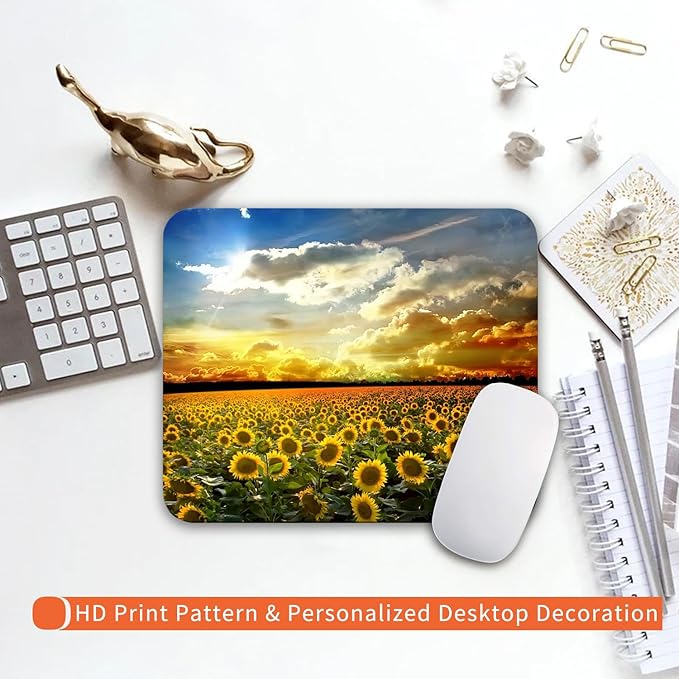 Square Mouse Pad Sunflower, Personalized Premium-Textured Custom Mouse Mat - Image 6