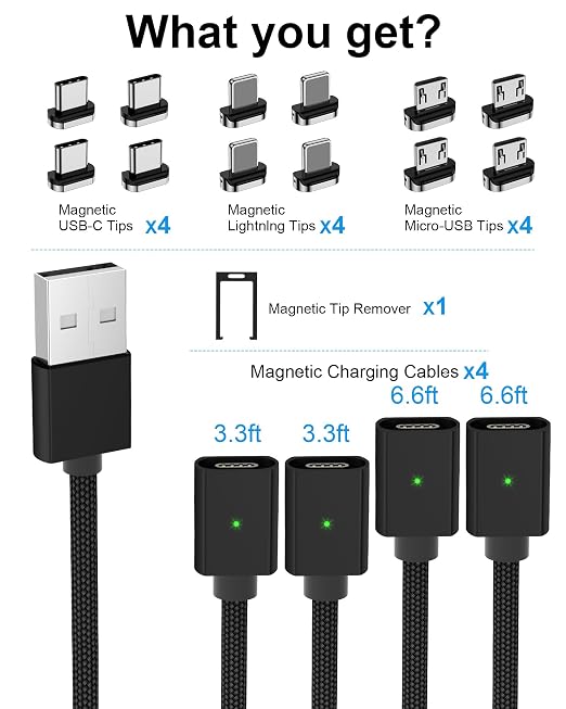 ZBF Magnetic Charging Cable 3A Fast Charging 3 in 1 Magnetic Phone Charger - Image 6