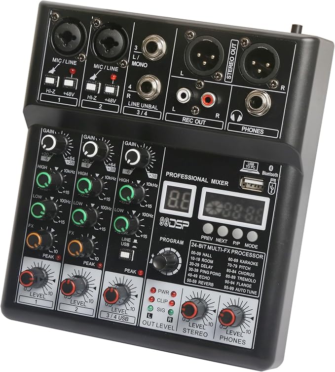 Dj Mixers, 4 Channel Audio Mixer, Sound Board - Image 6