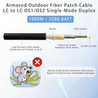 1000M/3281FT LC to LC Armored Outdoor Fiber Optic Cable, Single Mode Duplex - Image 2