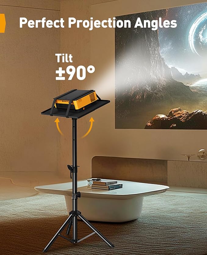 Perlegear Projector Stand Tripod, Portable Tall Projector Stand 90°Tilt - Image 4