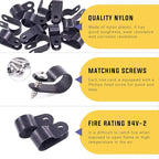 Swpeet 120 Pack Black 1/2 Inch Nylon Plastic R-Type Cable Clips Clamp Kit - Image 3