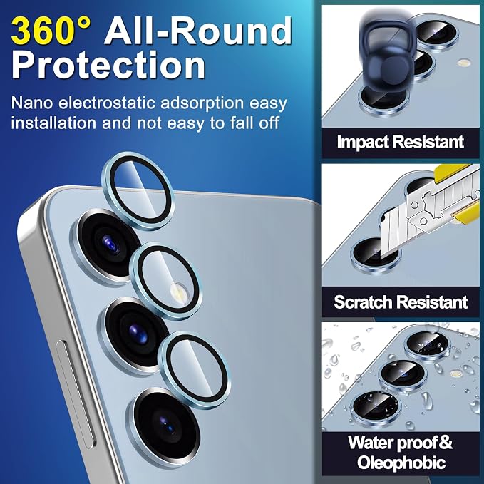 for Samsung Galaxy S24 FE Camera Lens Protector, Individual Metal Ring Tempered - Image 3