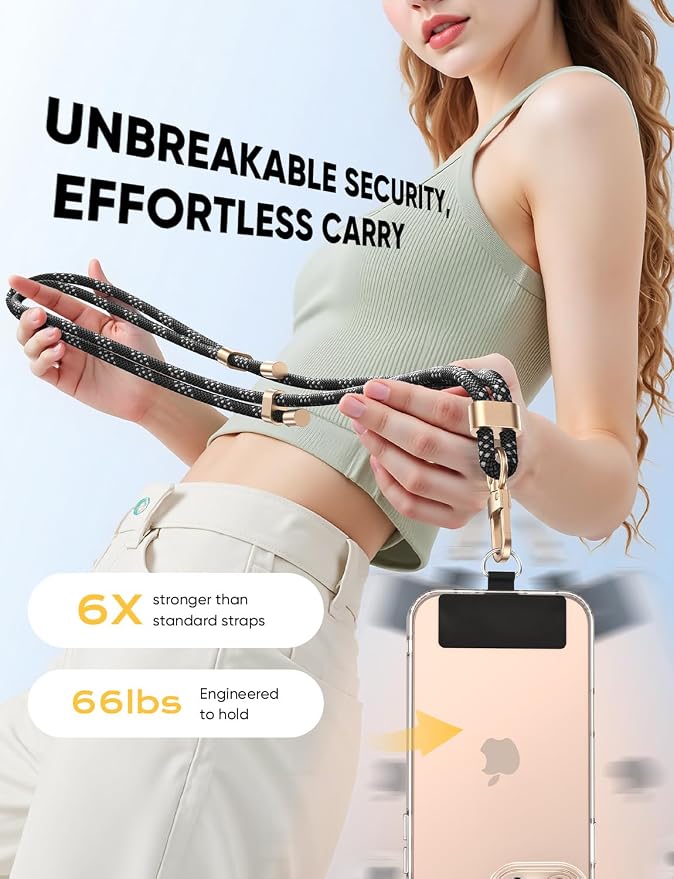 Phone Crossbody Lanyard with 2 Phone Tabs, Adjustable Anti-Theft Phone Lanyard - Image 7