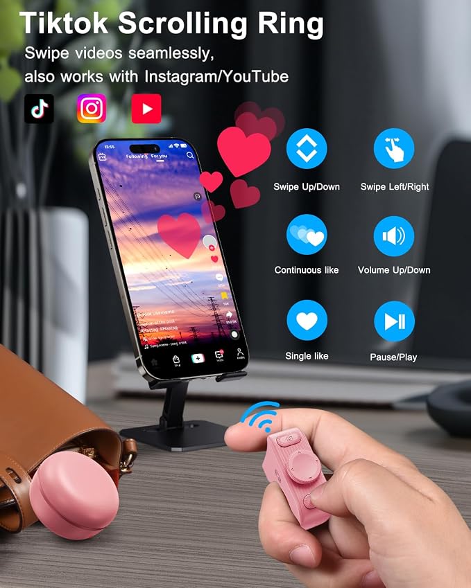 TikTok Scrolling Ring Remote Control, Camera Shutter Remote, Wireless Bluetooth - Image 2