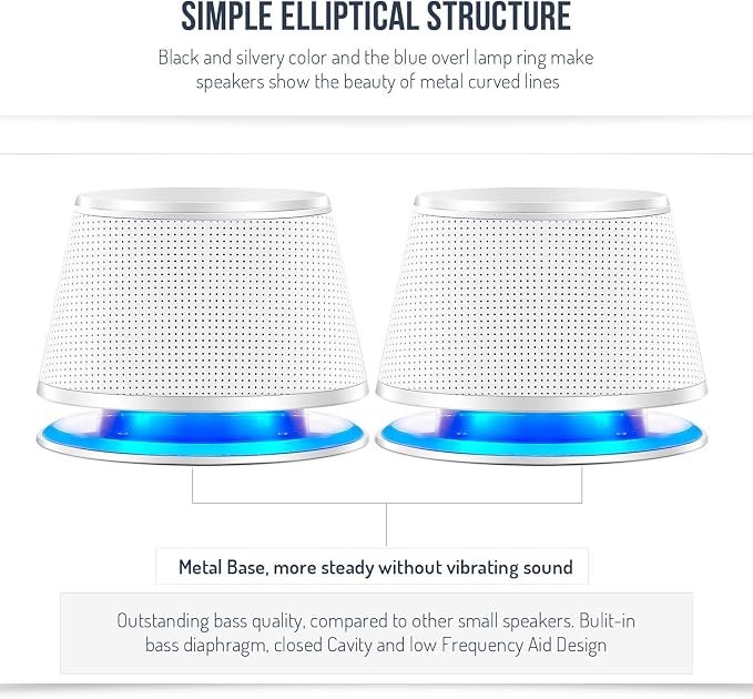 SW102 Computer Speakers, Deep Bass in Small Body, Stereo 2.0 USB Powered 3.5mm - Image 3