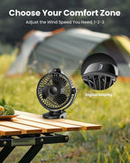 Koonie Portable Clip On Fan, Small USB Fan Battery Operated, 3 Speed - Image 3
