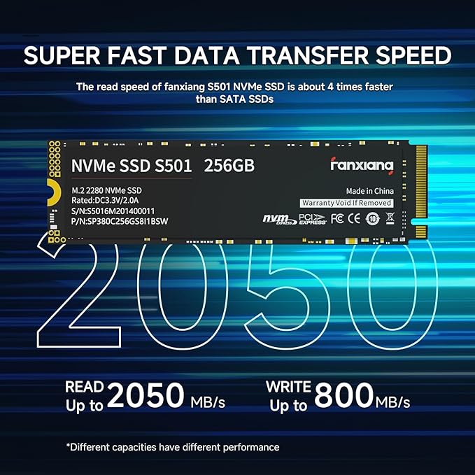 S501 256GB NVMe SSD 3D NAND1.3 PCIe Gen3x4 M.2 2280 Internal Solid State Drive - Image 2