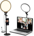 MoKo Desk Ring Light with Stand and Phone Holder, Dimmable Zoom Lighting by MoKo
