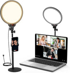 MoKo Desk Ring Light with Stand and Phone Holder, Dimmable Zoom Lighting by MoKo