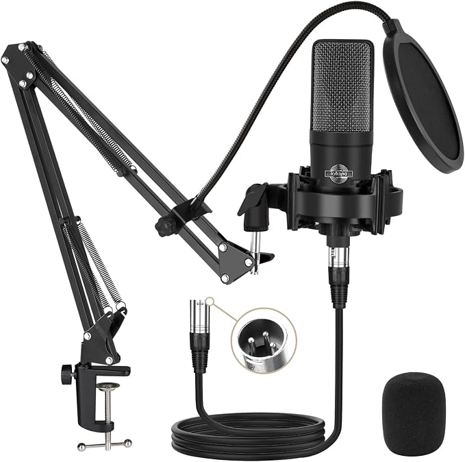 Condenser Microphone XLR Professional Studio Recording Microphone Kit by IQLQPQ