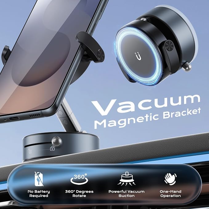 360° Rotation Clip on Car Phone Mount, 2 IN 1 Adjustable Magnetic Car Phone - Image 2