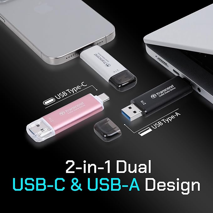 Transcend 256GB External SSD, Dual USB Flash Drive - Image 3