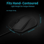 Rapoo Silent Wired Mouse, 1000 DPI 5ft Cord Quiet Button Optical Computer Mouse - Image 7