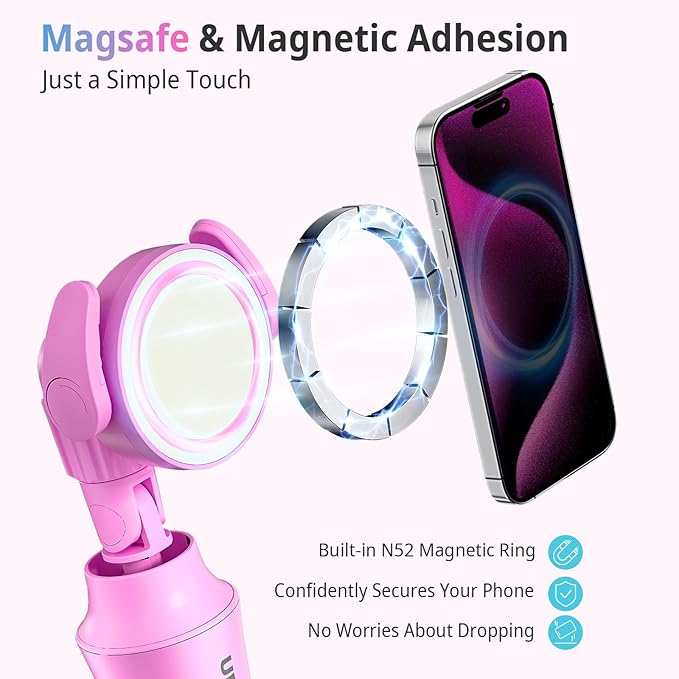 UBeesize Pink 62'' Magnetic Selfie Stick & Phone Tripod - Image 3