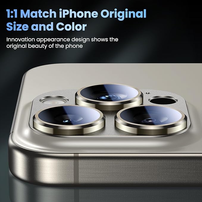 Uyiton Compatible with iPhone 16 Pro/iPhone 16 Pro Max Camera Lens Protector - Image 5