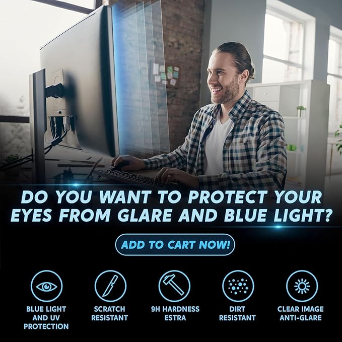 [2 Pack 24 inch Removable Anti-Glare Blue Light Screen Protector - Image 3