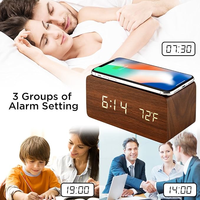 OCT17 Alarm Clock with Qi Wireless Charging Pad Compatible with iPhone Samsung - Image 8
