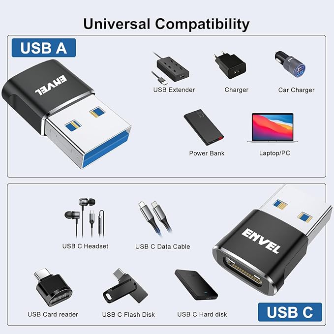 ENVEL USB to USB C Adapter, USB3 5Gbps High Speed Data Transfer, OTG Converter - Image 5