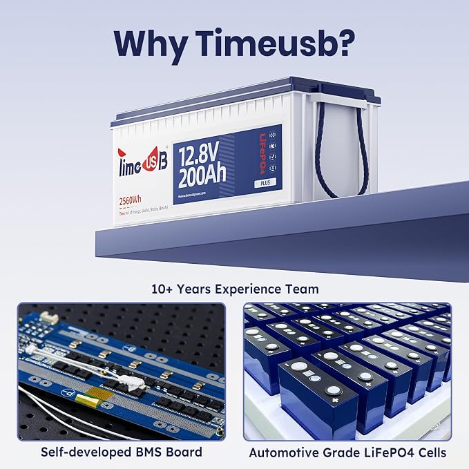 12V 200Ah Plus LiFePO4 Battery, Timeusb Lithium Battery - Image 4