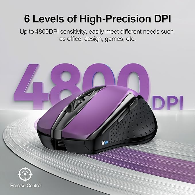 TECKNET Wireless Mouse Rechargeable 4800 DPI Silent USB A & Bluetooth Mouse 6 - Image 5