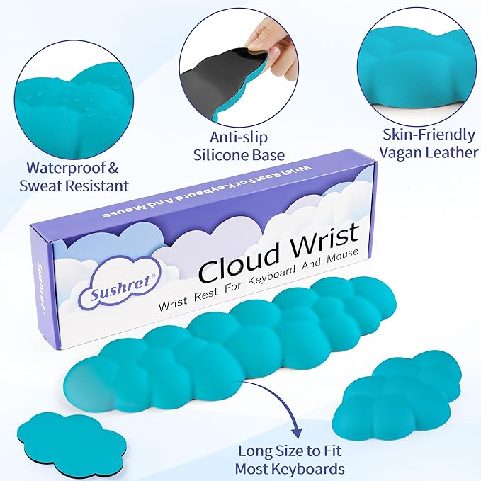 Cloud Wrist Rest Keyboard, Cloud Keyboard Wrist Pad Set - Image 5