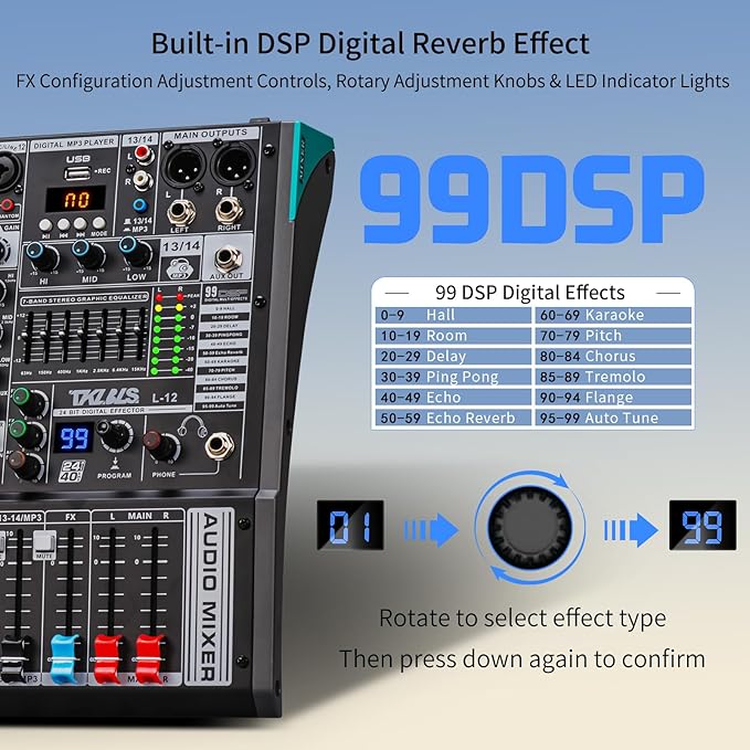 12 Channel Live Sound Audio Mixer, Mixing Console - Image 5