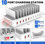 Charging Station for Multiple Devices, 100W 10 Ports Flat Plug Charging Dock - Image 3