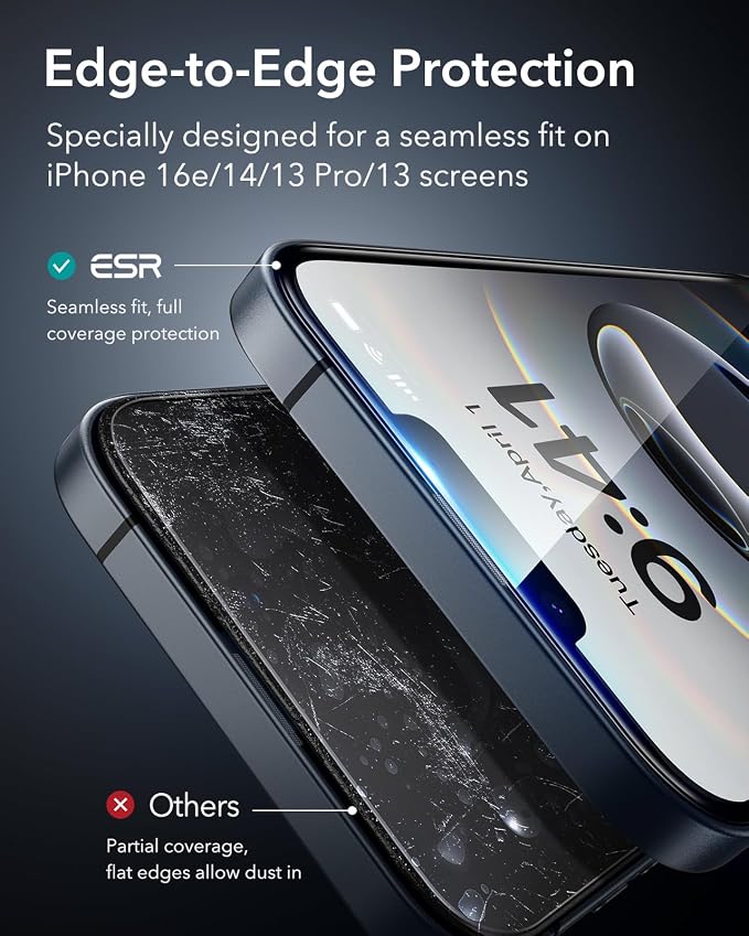 ESR 3 Pack for iPhone 16e/iPhone 14/iPhone 13/iPhone 13 Pro Screen Protector - Image 4