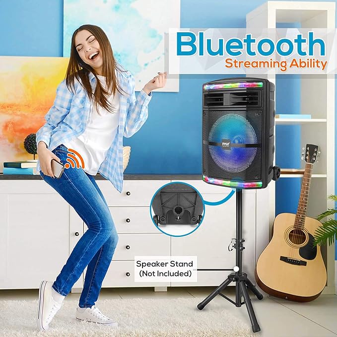 Pyle Portable Bluetooth PA Speaker System - 600W Bluetooth Speaker Portable PA - Image 7