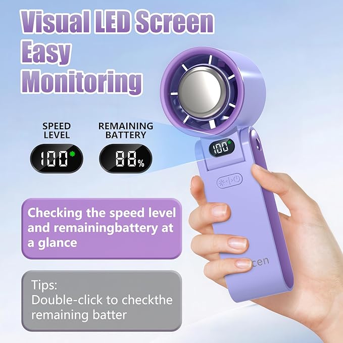 Portable Handheld Fan Rechargeable 100 Speeds Turbo Ice Cooling Fan Personal - Image 3