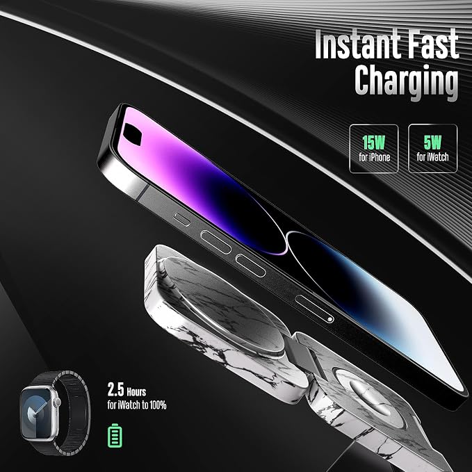 Fast Wireless Charger, Magnetic Foldable 3 in 1 Charging Station - Image 5