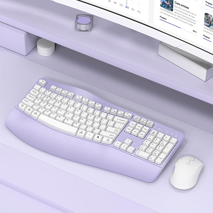 Ergonomic Wireless Keyboard and Mouse Combo, Wave Keys Keyboard - Image 6